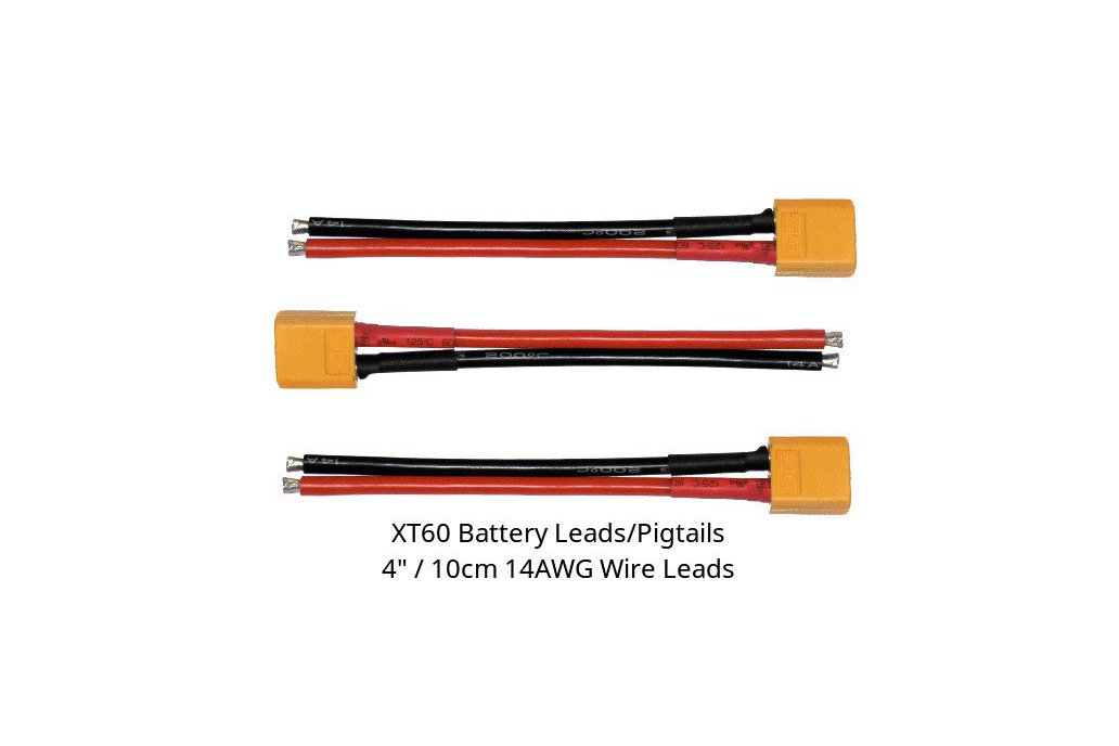 3x XT60 male tinned 4" 14AWG silicone wires 1