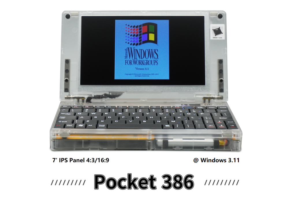 Pocket386 Retro Computer 386SX-40Mhz Core M6117Soc 1