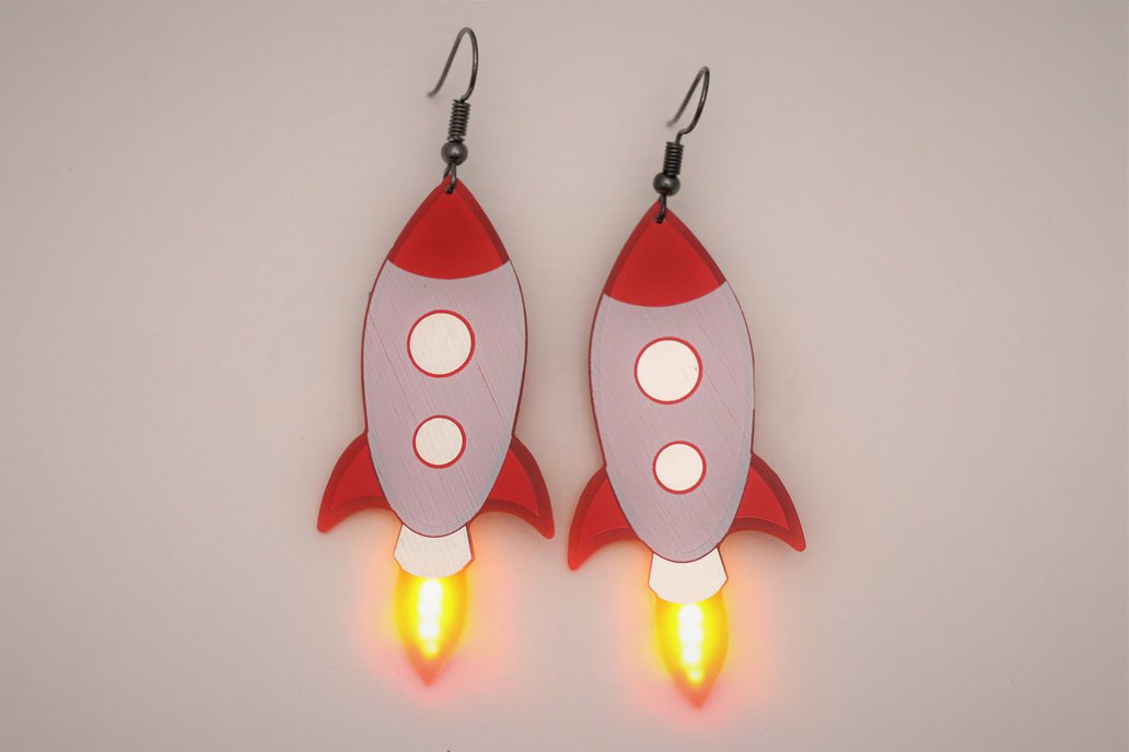 TO-THE-MOON rocket pair of earrings 1