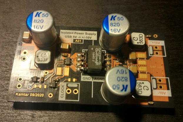 Sym. Isolated Power supply for audio USB -> +/-10V