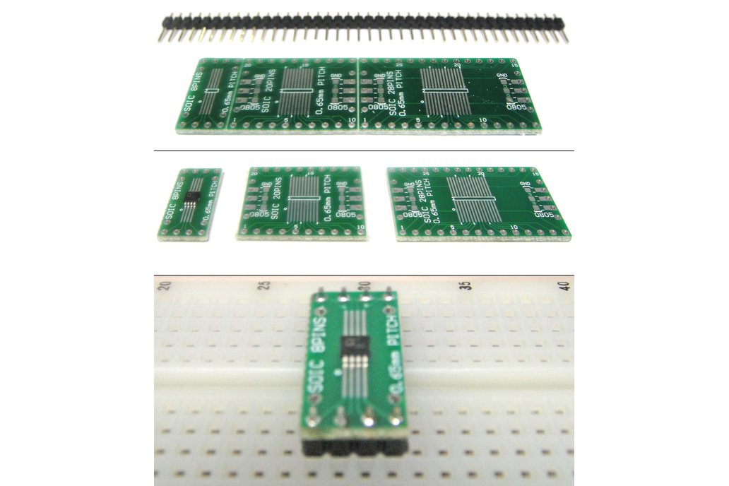 SchmartBoard|ez 0.65mm Pitch SOIC to DIP adapter 1