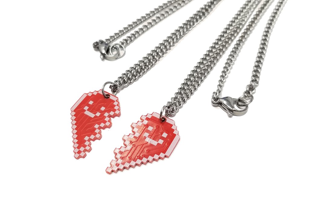 Broken Heart Circuit Board Necklaces - Set of 2 1