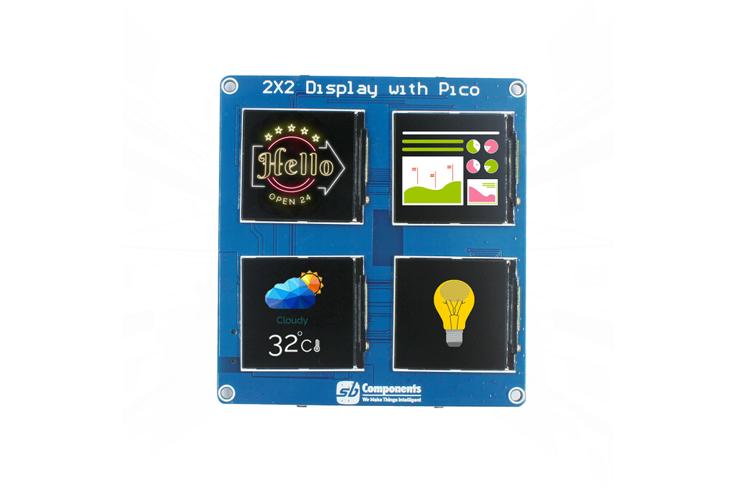 2x2 Display Board Powered with RaspberryPicoSqaure 1