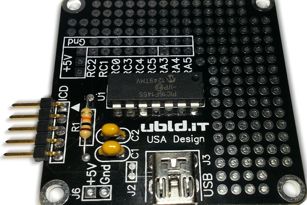 USB PIC16F1455 Breakout Board