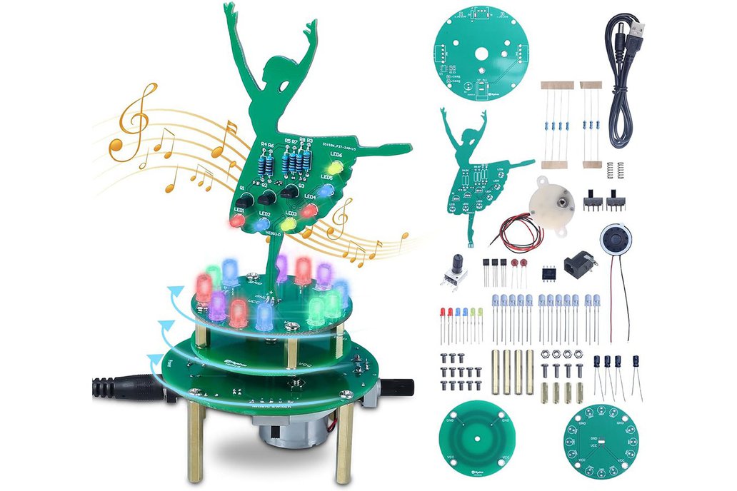 LED Rotating Ballerina Girl Music Box DIY Kits 1