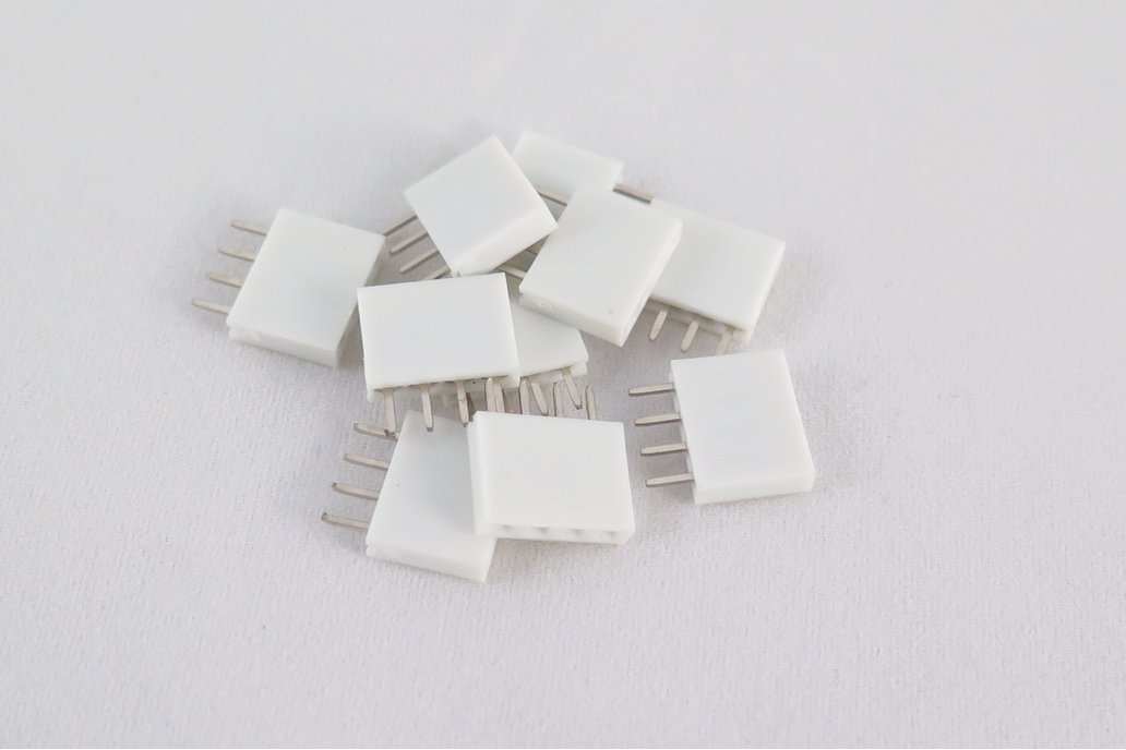 Pack of 10 white female pin headers, 4 pins 1