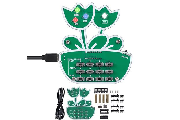 Flower Shaped DIY RGB Dimmer Light Soldering Kit