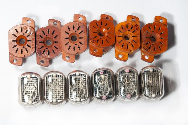 Nixie Tubes IN-12B Set of 6 pcs with 6 sockets