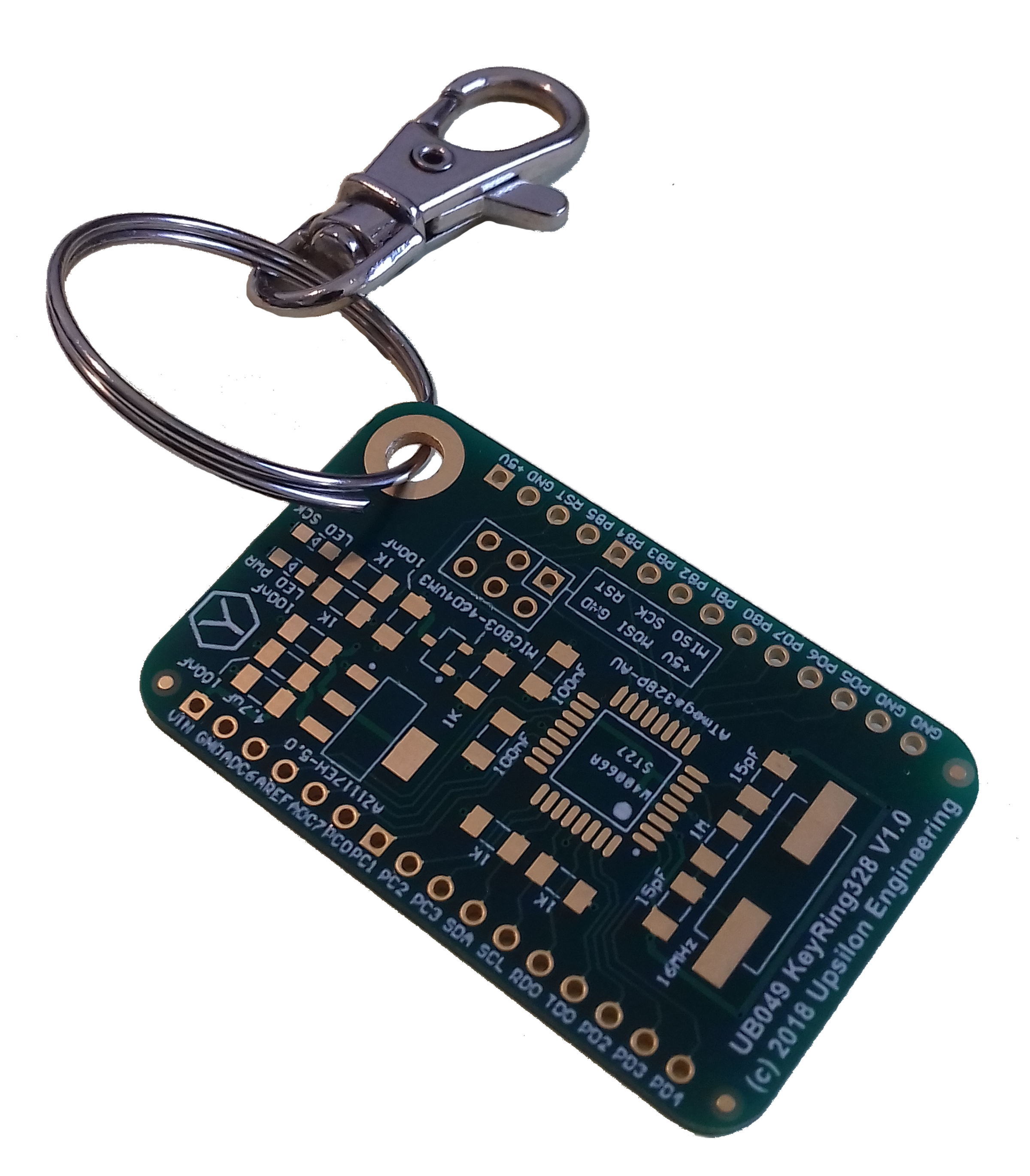 Key ring, ATmega328 dev board / PCB rules reminder from Yann Leidwanger