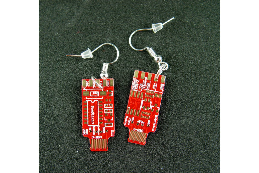 USB-C earrings, red / gold 1