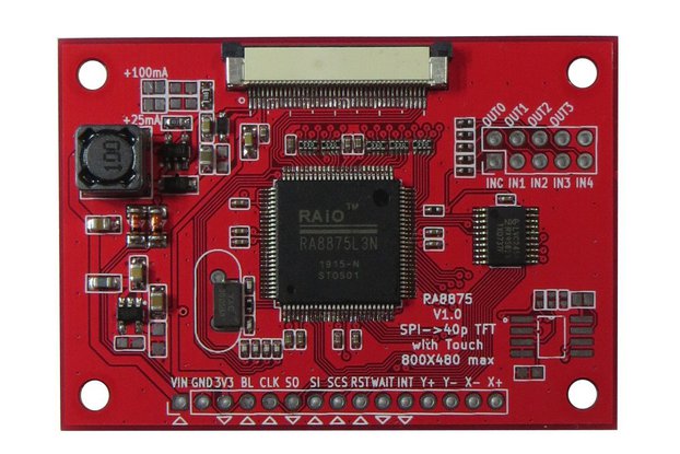 RA8875 Driver Board for 40-pin TFT Touch Displays