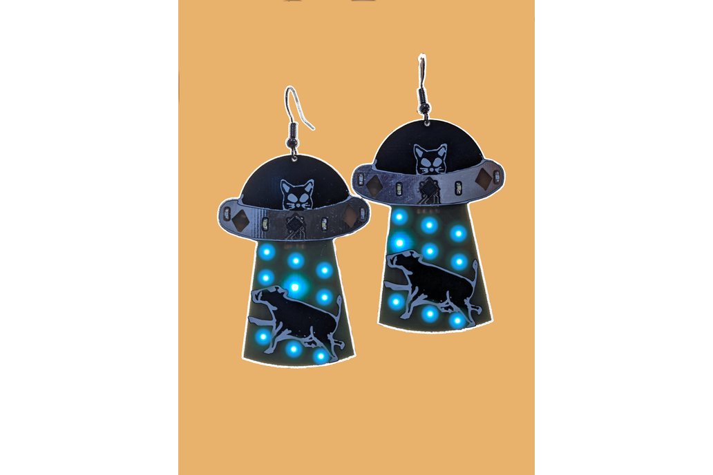 ✨ Space Cat Ufo earrings | cow kidnapping ✨ 1