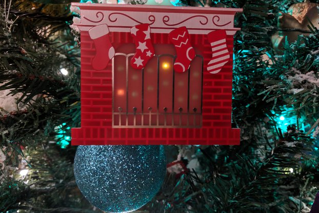 Festive Fireplace Christmas PCB Ornament