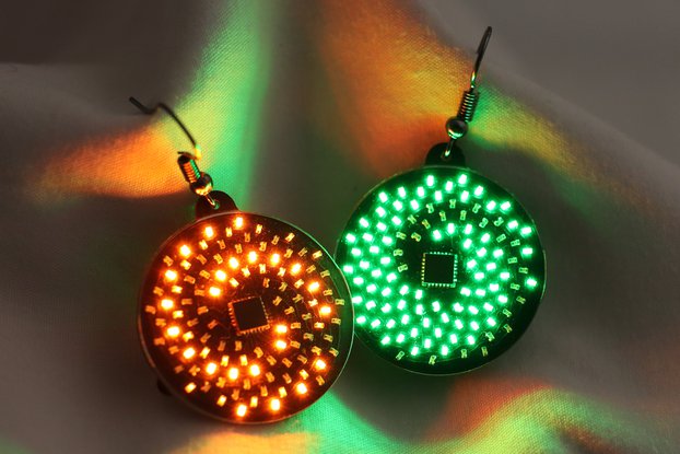 Fibonacci - 104 LEDs Earrings, Animated Spirals