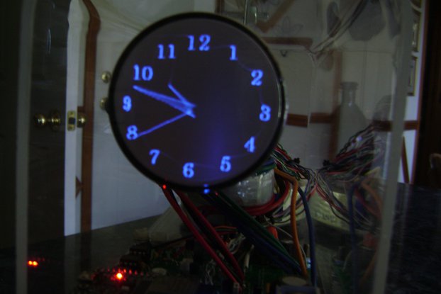 Oscilloscope Clock blue 2" round Cathode Ray Tube