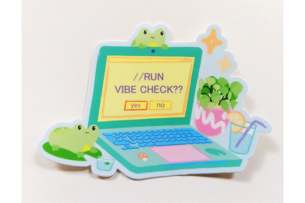 Vibe Check Frog Laptop Sticker 1