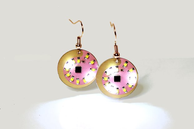 Pink and Gold finish Spiral LED earrings (pair)