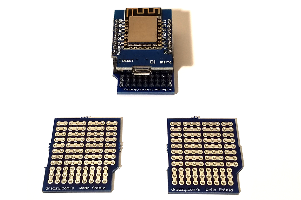 Prototyping Shield for WeMos D1 Mini (3/pk) from Azduino by Spence Konde on  Tindie