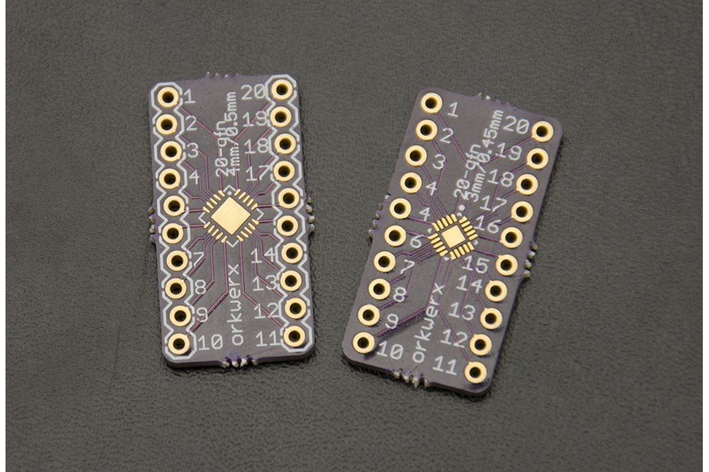 QFN-20 Breakout Board - 0.5mm/0.45mm pitches - w/ Headers 1