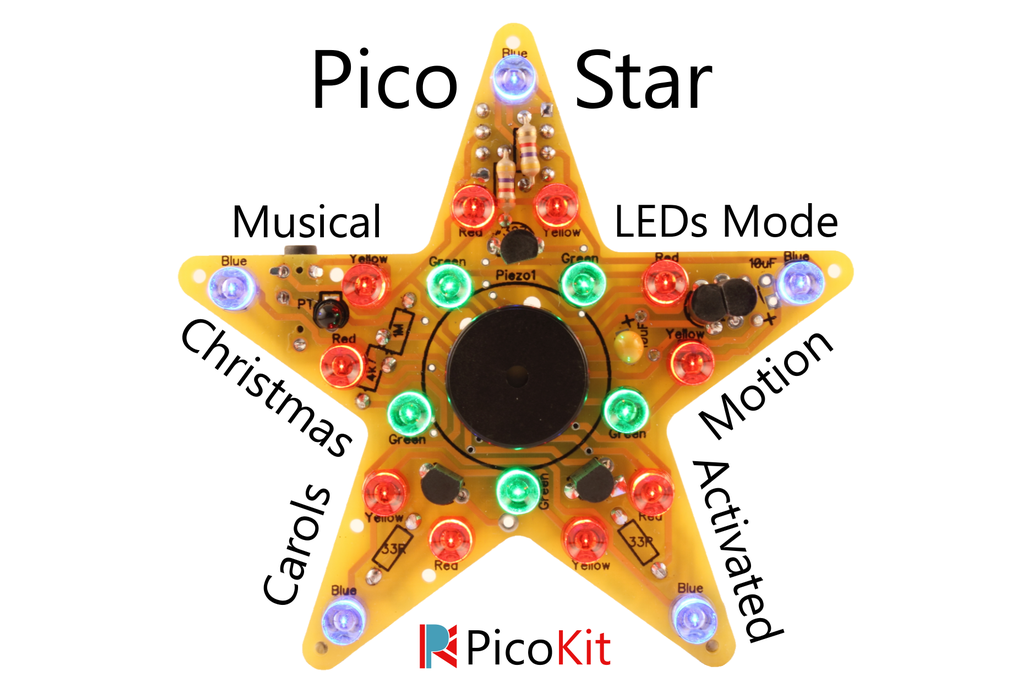PicoStar Musical Christmas Star - Soldering Kit 1