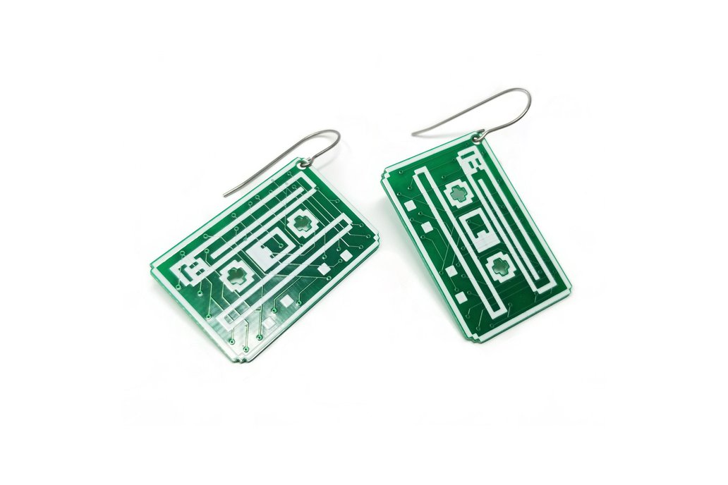 Happy Cassette Tape Circuit Board Earrings 1
