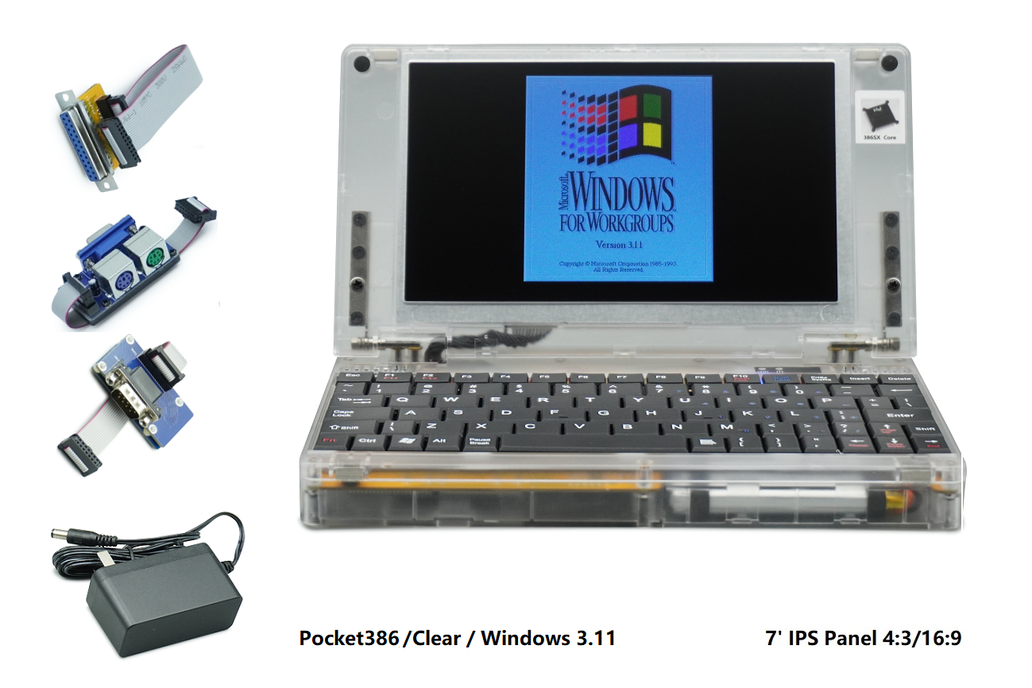 Pocket386 Retro DOS Computer 386SX-40Mhz Clear 1