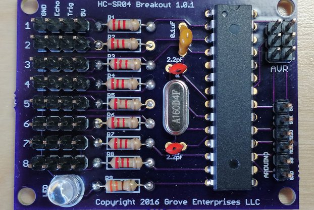 Octasonic 8 x HC-SR04 Ultrasonic Breakout Board