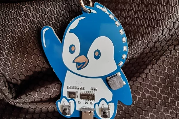 Penguin PCB Badge Keychain (with CTF Challenges)