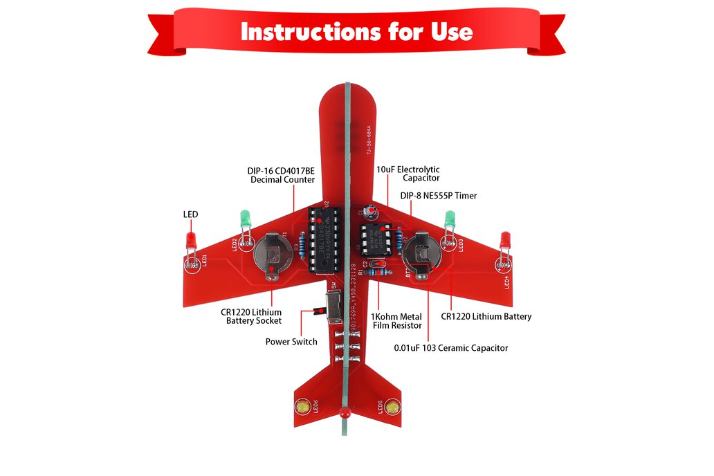 Airplane Flashing LED Light Kit Soldering Project from ICStation