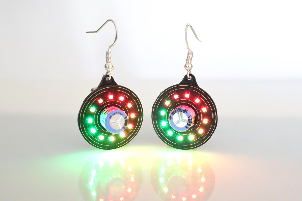 Red/Green Rechargeable Super Capacitor Earrings 1