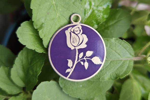 Elegant Gold plated PCB Rose Pendant