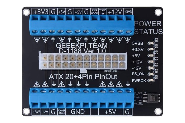 52Pi 24/20-pin ATX DC Power Supply Breakout Board