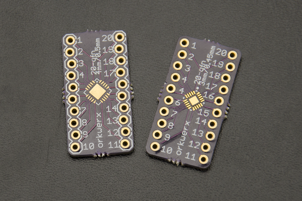 QFN-20 Breakout Board - 0.5mm/0.45mm pitches - w/ Headers
