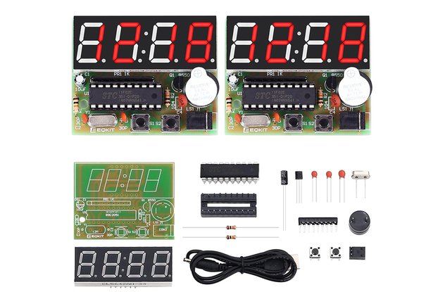 2PCS 4-Digit Red LED Electronic Clock DIY Kit