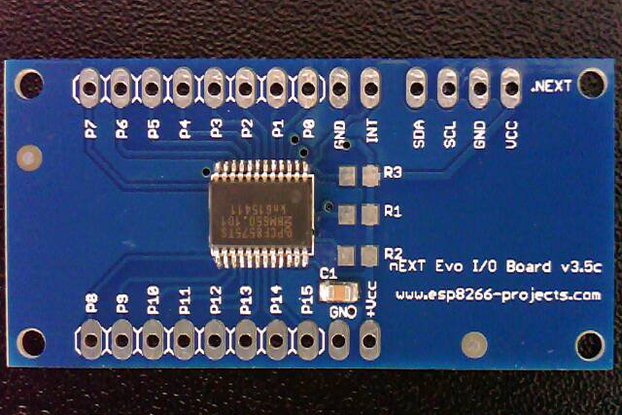 16 GPIO lines extension board, Arduino, ESP8266