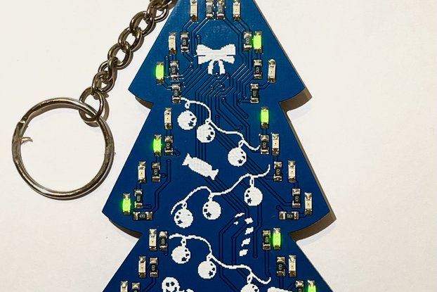 Mini PCB Christmas Tree keychain