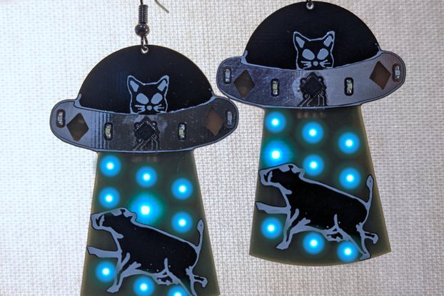 Space Cat Ufo earrings | cow kidnapping