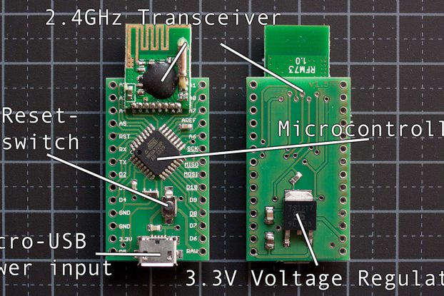 Radioduino: Arduino clone w/ 2.4G wireless transceiver