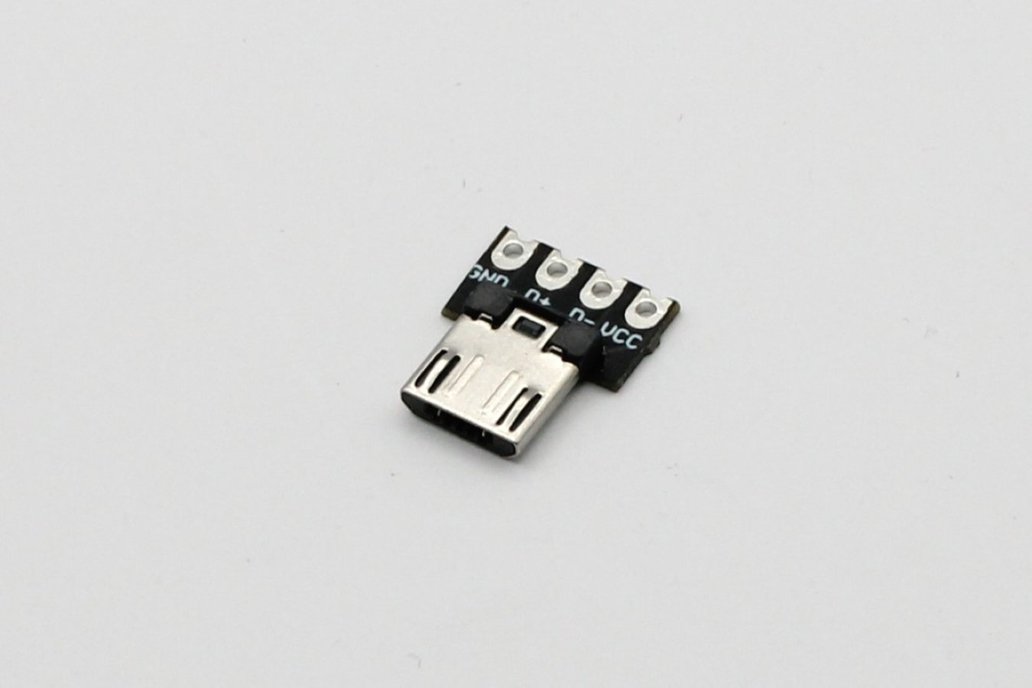 Male Micro-USB Breakout Board: Inject Power & Data 1