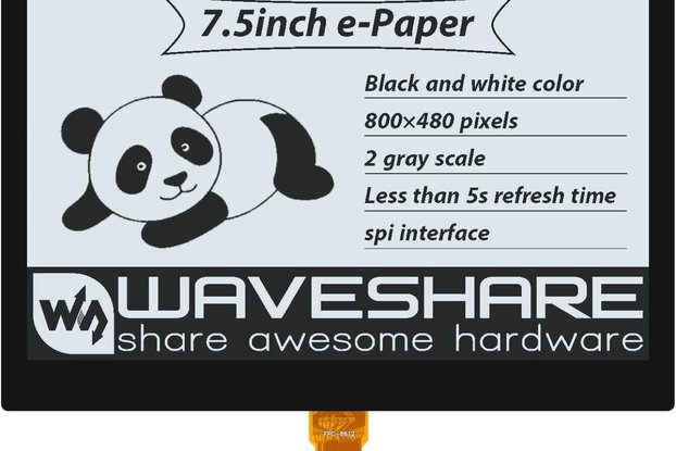 Waveshare 7.5" glass laminated EPD, black border