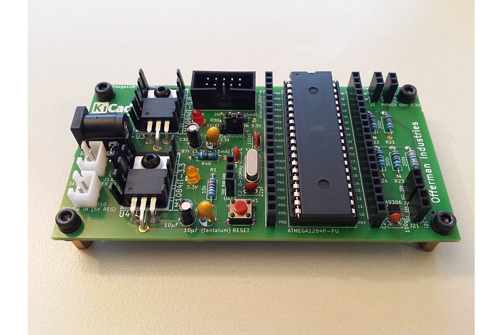 ATmega1284 dev board with 5V & 3.3V I2C and power 1