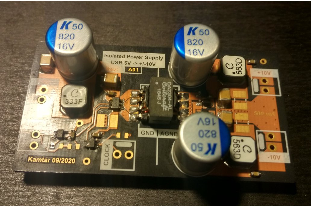 Sym. Isolated Power supply for audio USB -> +/-10V 1