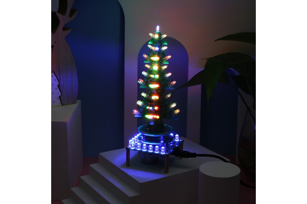 Auto-Rotate Flash RGB LED Music Christmas Tree Kit 1