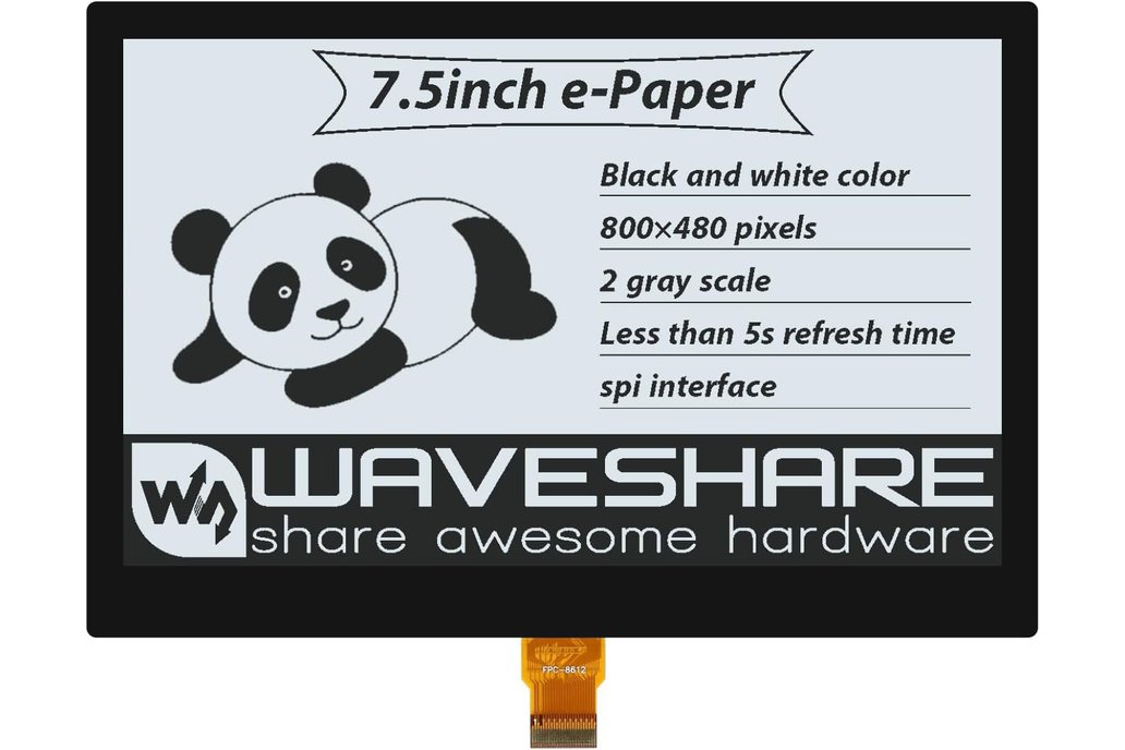 Waveshare 7.5" glass laminated EPD, black border 1